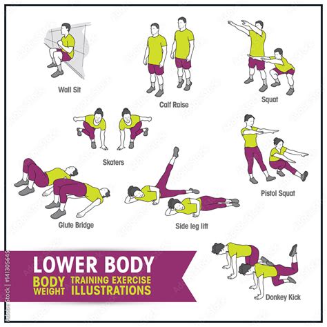 Printable Bodyweight Lower Body Exercises Training Poster Lower Body Workout Fitness Body