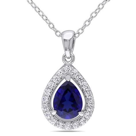 Shop Miadora Sterling Silver Created Blue And White Sapphire Drop