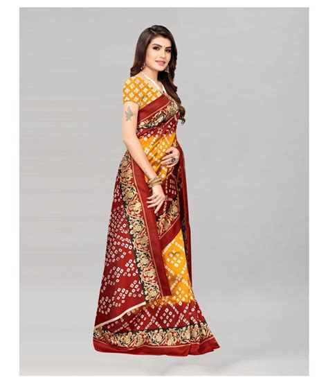Sherine Red Silk Blend Printed Traditional Saree Buy Sherine Red Silk