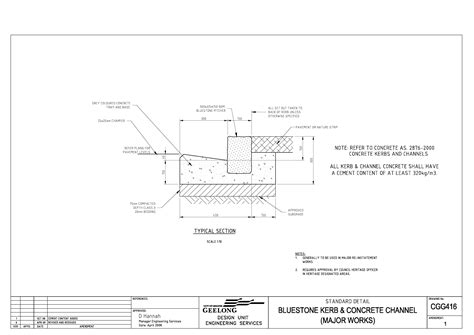 Civil Engineering Standard Drawings Cgg416 Bluestone Kerb And