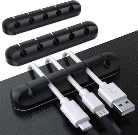 SOULWIT Cable Holder Clips Pack Cable Management Cord Organiser Clips Silicone Self Adhesive
