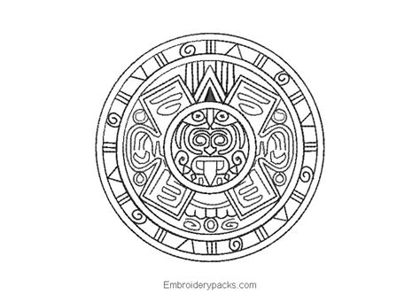 Aztec Calendar Embroidery Design Embroidery Designs