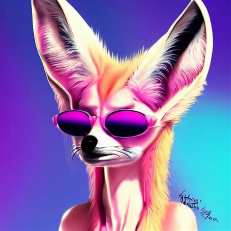 Fennec Fox Pink And Blue Mohawk Hairstyle Aviator Stable Diffusion Openart