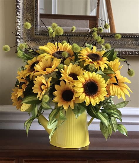 Sunflower Arrangement Farmhouse Deco Sunflower Centerpiece Etsy