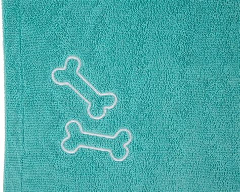 Frisco Embroidered Pawprint Microfiber Dog Bath Towel Teal Medium