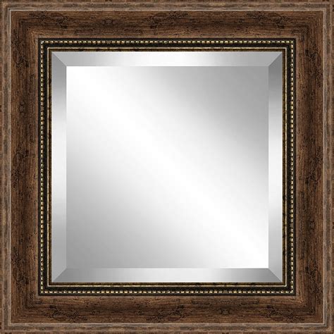 Ashton Art And Décor Rustic Walnut Wood Effect Framed Beveled Plate Glass Mirror 26 By 26 Inch