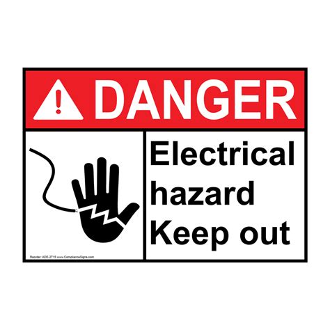 Ansi Danger Electrical Hazard Keep Out Sign Ade 2715 Electrical