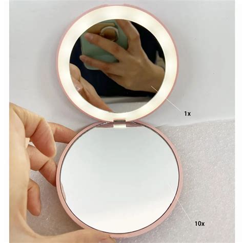 Led Travel Lighted 10x Magnification Illuminated Led Mini Makeup Mirror Hand Held Cosmetic