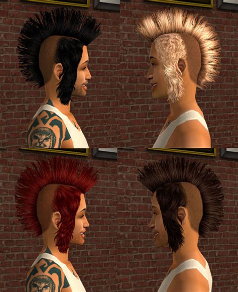 Mod The Sims Pack Extreme Mohawk For Both Gender With Optional Bangs New Mesh