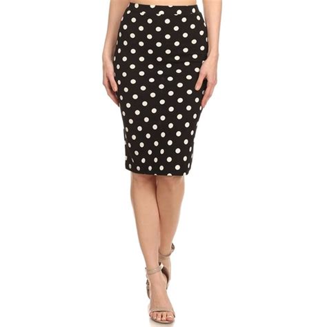 Shop Womens Black White Polka Dot Pencil Skirt On Sale Free