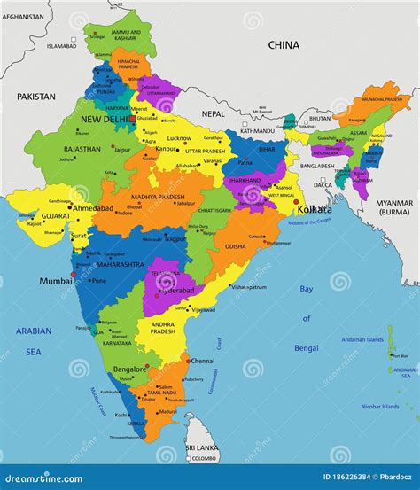 India Political Map For Printing