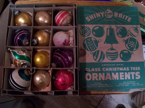 Antiques Christmas Ornament Original Balls Box K W Glass Works Holiday