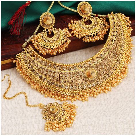Buy Sukkhi Traditional Pearl Gold Plated Wedding Jewellery Choker Necklace Set For Women Online