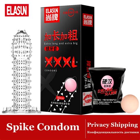 Elasun Spike Condom Lengthen 3cm With Penis Extender Soft Ball Natural Latex Large Particles