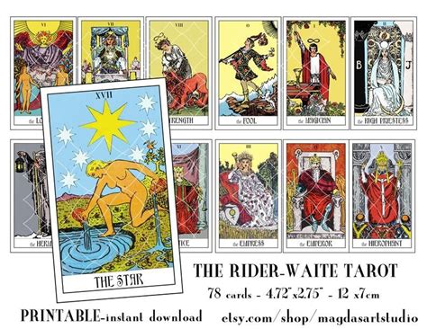 Tarot Deck Printable The Rider Waite Tarot Deck 78 Cards Etsy Tarot
