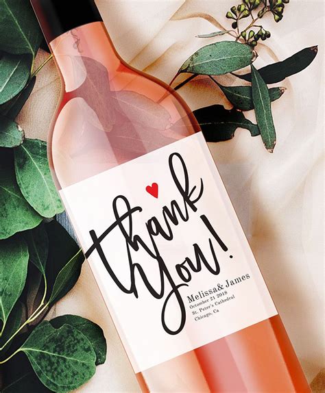 Wedding Wine Label Thank You Wine Label Personalized Label Etsy In