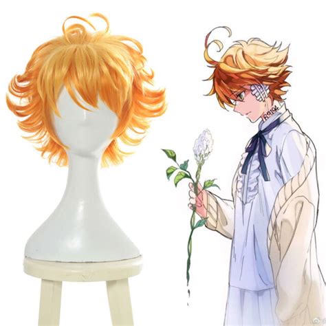 The Promised Neverland Emma Cosplay Wig Orange Ombre Hair Short Wavy Fluffy Wigs Ebay