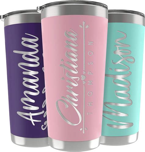 Personalized Ts For Women 20 Oz Custom Tumblers W Lid Light Pink Insulated Travel