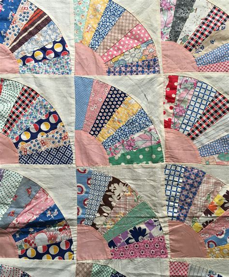 Vintage Fan Quilt Top Auctioned By Evintage On Ebay Vintage Quilts