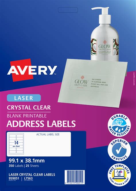 Avery® Crystal Clear Address Labels L7563 25 Avery Online Singapore