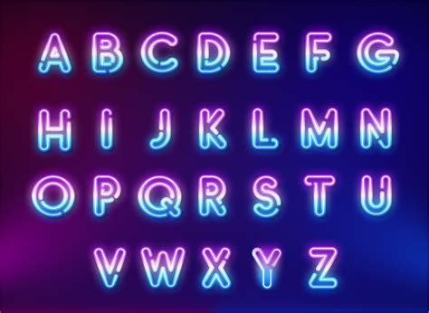 Neon Alphabet Clipart Neon Alphabet Png Files Neon Letters Etsy