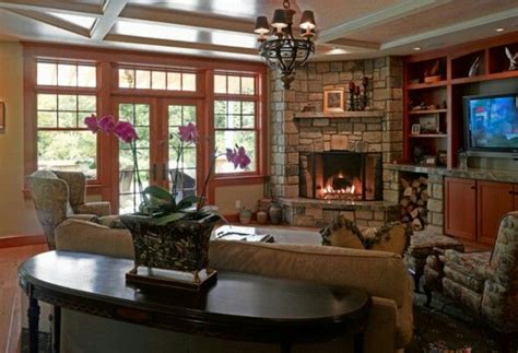 Never just hope for the best when choosing furniture. I love the angled fireplace | Corner fireplace living room ...