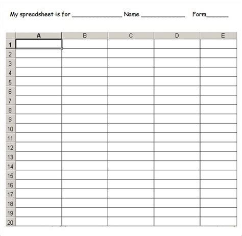 Printable Spreadsheet With Lines Room