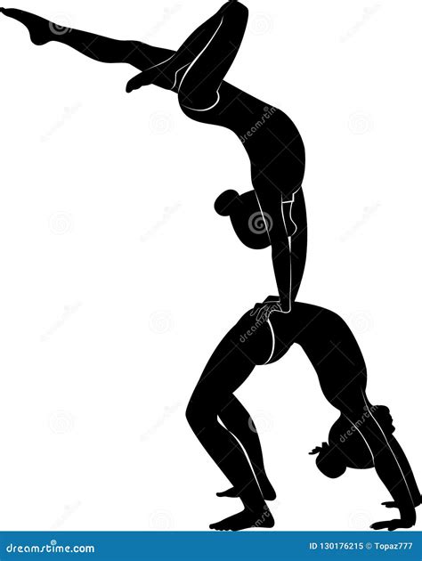 gymnasts acrobats vector black silhouette stock vector illustration of body posture 130176215