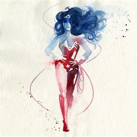 Simple Watercolor Superheroes Wonder Woman Créations De L