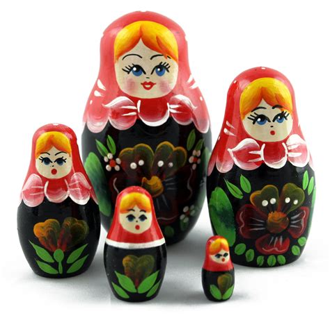Pansies Wooden Russian Matryoshka Handmade Nesting Dolls For Sale 5pc