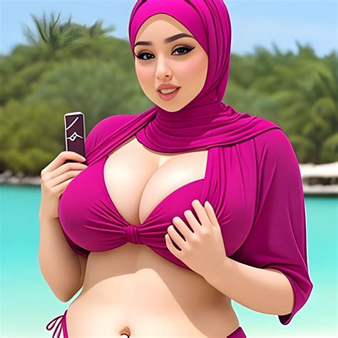 Sexy Hijab Babe Bikini Chubby With Holly Book On Chest Arthub Ai