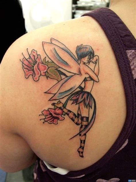 Angel Tattoo On Back Shoulder For Girls