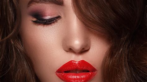 Brown Hair Girl Model With Red Lipstick Hd Model Wallpapers Hd Wallpapers Id 54090