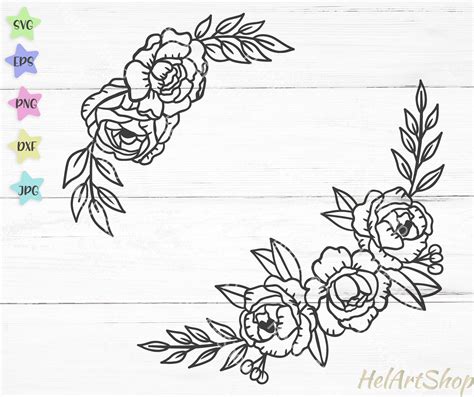 Peony Svg Leaves Svg Floral Svg Files For Cricut Clip Art Art