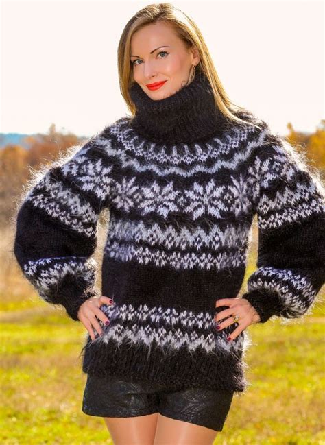 Supertanya Hand Knitted Mohair Sweater Thick Icelandic Black Nordic