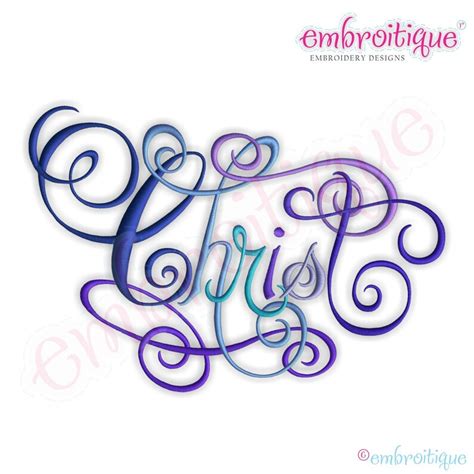 Christ Calligraphy Script Embroidery Design Large Instant Etsy
