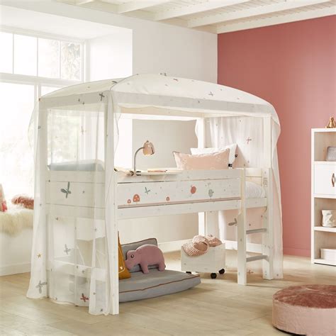 Cameretta doppia con letti a soppalco. Cameretta per bambini con letto a baldacchino Fairy Dust ...