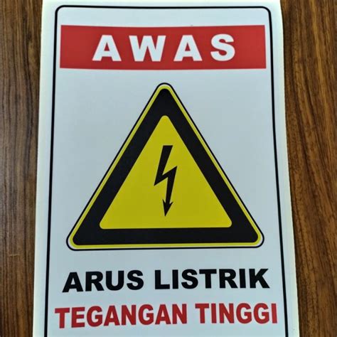 Jual Stiker Awas Arus Listrik Tegangan Tinggi 23x30cm Sign Rambu K3