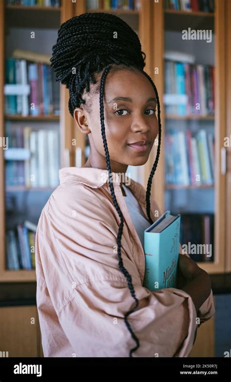 Black Woman Portrait University Student And Library Campus For