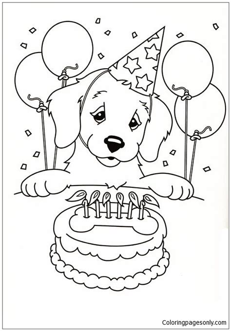 Free printable happy birthday coloring pages. Happy Birthday Puppy Coloring Pages - Puppy Coloring Pages ...