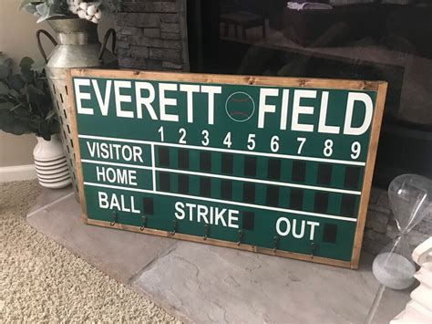 Custom Baseball Scoreboard Framed Wood Sign W Or Without Hat Etsy