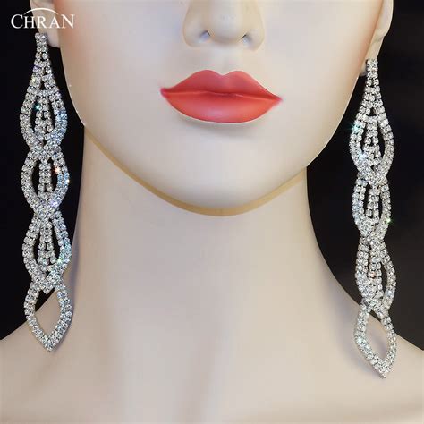Chran Luxury Silver Plated Exaggerated Rhinestone Bridal Jewelry