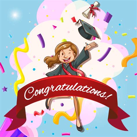 Card Template For Congratulations With Woman In Graduation Gown 295142
