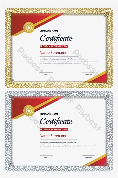 Certificate Of Appreciation Template Red And Gold Color Elegant Design