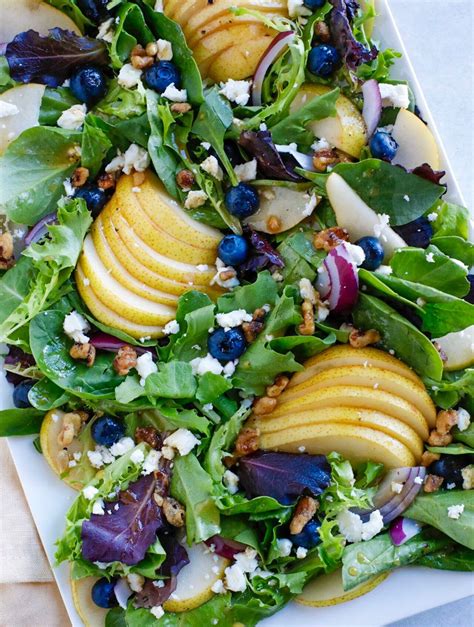 Fall Pear Salad Recipe Pear Salad Blueberry Salad Autumn Salad