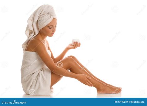 Woman With Body Lotion Stock Photo Image Of Cream Girls