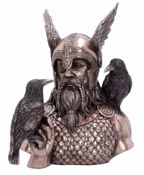 Odin With Ravens Bronze Bust Gothic Ts
