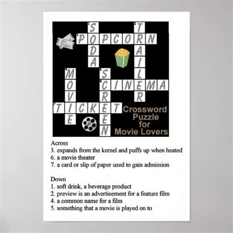 Crossword Puzzle For Movie Lovers Poster