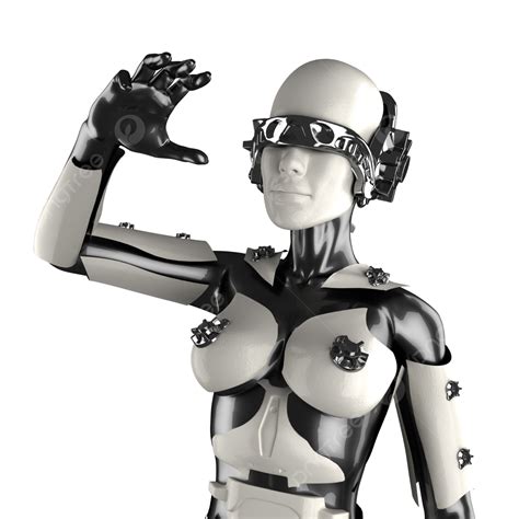 روبوت نسائي من الفولاذ والبلاستيك الأبيض في المستقبل إنسان آلي تكنولوجيا الخيال Png صورة
