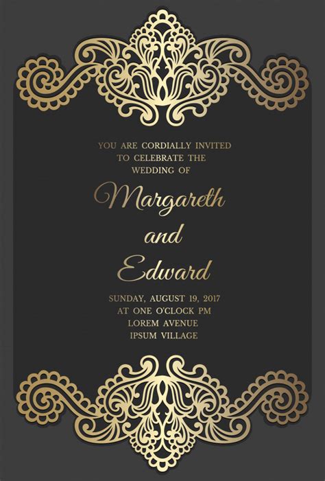 Create your own wedding invitation cards in minutes with our invitation maker. Wedding invitation card template with gold foil pattern ...